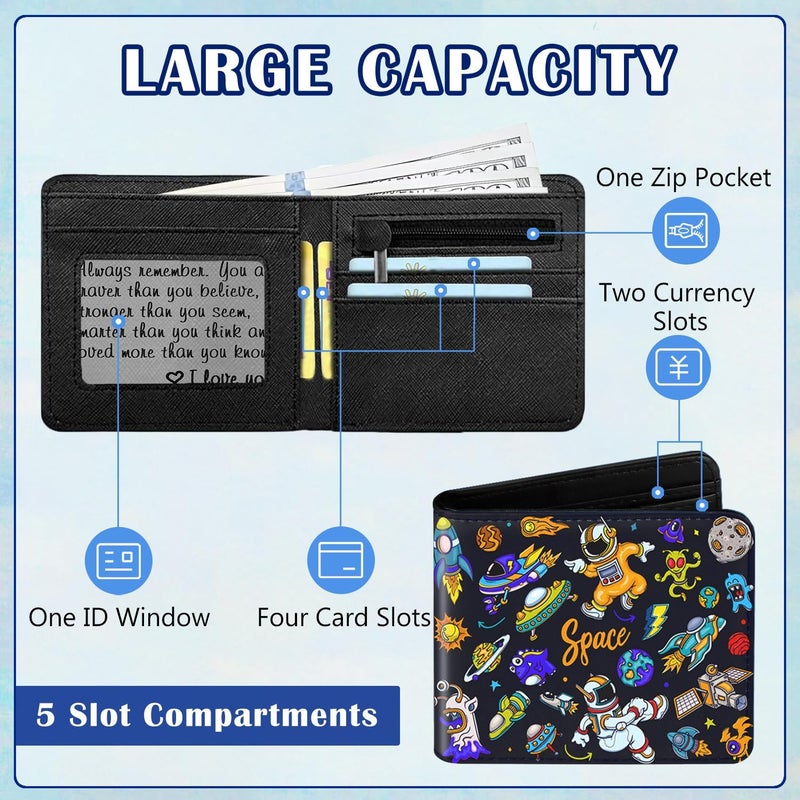 Qoibraze Kids Wallet for Boys Teen, Cool Boy Wallet for Kids Age 6-8 9-12 12-14, Funny Bifold Leather Purse, Small Wallets with Coin Pocket for Childrens Birthday Christmas Gifts - Image 3